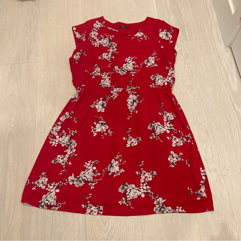 REITMANS red floral dress.